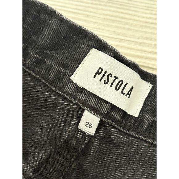 Pistola Black Distressed Straight Leg High Rise Denim Jeans 26 Grunge Streetwear - Picture 5 of 7